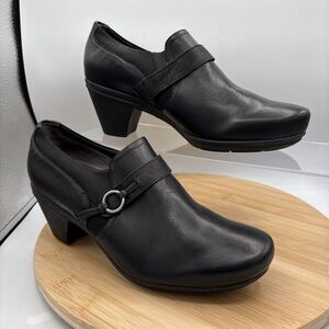 Abeo Women’s Raine Ankle Boots Booties Black Leather Cuban Heel Pull On 9 N